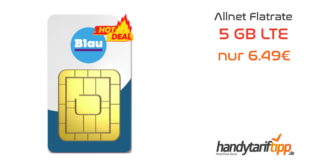 ✔ 5 GB LTE ✔ Allnet Flat ✔ nur 6.49€ mtl.