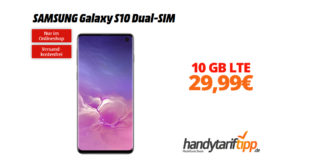 SAMSUNG Galaxy S10 Dual-SIM mit 10GB LTE nur 29,99€