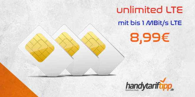 unlimited LTE bis zu 1 Mbit/s nur 8,99€