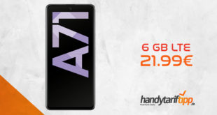 SAMSUNG Galaxy A71 mit 6 GB LTE nur 21,99€