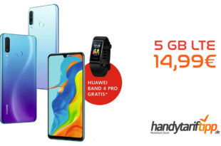 Huawei P30 lite New Edition 256 GB & Huawei Band 4 Pro mit 5 GB LTE nur 14,99€