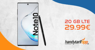 SAMSUNG Galaxy Note10 mit 20 GB LTE nur 29,99€