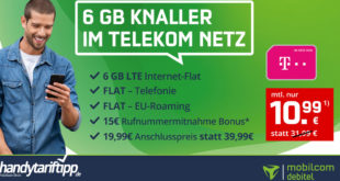 6GB LTE Allnet Flat im Telekom-Netz nur 10,99€