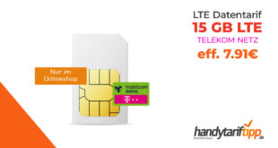 Datentarif mit 15 GB LTE im Telekom Netz eff. nur 7,91€