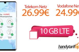 HUAWEI P30 Pro Dual SIM mit 10 GB LTE im Vodafone Netz nur 24,99€ und im Telekom Netz nur 26,99€