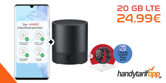 HUAWEI P30 Pro Dual SIM & Huawei Mini Speaker & Watch GT & Körperfettwaage mit 20 GB LTE nur 24,99€