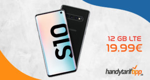 Samsung Galaxy S10 (128 GB) für 4,95 € Zuzahlung + o2 Blue All-in M (12 GB LTE) für 19,99 € monatlich