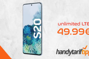 Samsung Galaxy S20 mit Vertrag O2 Free Unlimited Max für 49,99€ mtl.