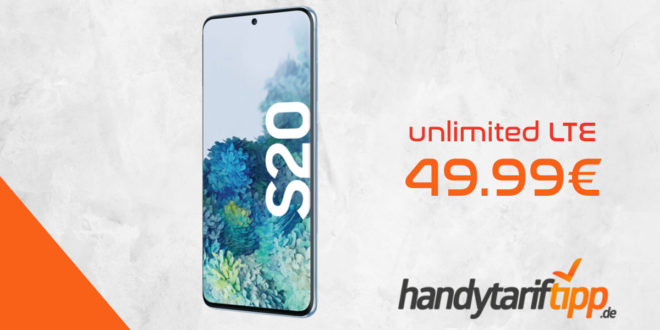 Samsung Galaxy S20 mit Vertrag O2 Free Unlimited Max für 49,99€ mtl.