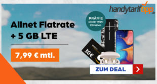 5 GB LTE & Allnet Flat & Zugabe - z.B. 30€ Amazon Gutschein - im Vodafone Netz nur 7,99€ monatlich