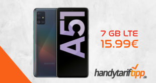 Samsung Galaxy A51 128 GB & Blau Allnet XL mit 7GB LTE nur 15,99€ mtl.