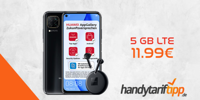 Huawei P40 Lite & Huawei Freebuds 3 mit 5 GB LTE nur 11,99€ - effektiv unter 1€ monatlich