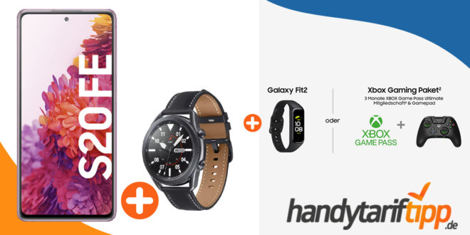 Samsung Galaxy S20 FE & Samsung Galaxy Watch3 & Galaxy Fit2 oder Xbox Gaming Paket mit bis zu 40 GB LTE nur 34,99€