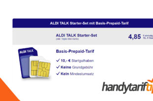 ALDI TALK Starter-Set Basis-Prepaid-Tarif mit 10,- € Startguthaben nur einmalig 4,85€
