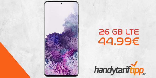 SAMSUNG Galaxy S20+ [S20Plus] mit 26 GB LTE nur 44,99€ mtl. Einmalige Zuzahlung liegt bei nur 77 Euro.