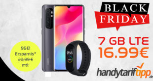 Black Friday Deal: Xiaomi MI Note 10 lite & Xiaomi Smart Band 4 mit 7 GB LTE nur 16,99€ monatlich