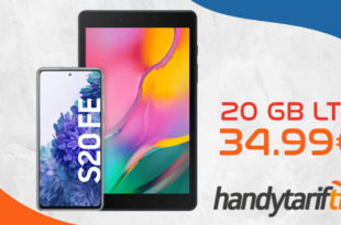 Samsung Galaxy S20 FE & Samsung 8 Zoll Tablet mit Vertrag O2 Free M mit 20 GB LTE nur 34,99€ monatlich