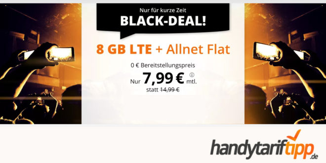 Black Deal ohne Vertragslaufzeit - 8 GB LTE nur 7,99€ & 20 GB LTE nur 14,99€