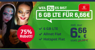 6 GB LTE Allnet Flat im Vodafone-Netz für nur 6,66€