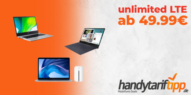 Notebook mit Vertrag O2 Free Unlimited Max - MacBook Air 13 - Samsung Galaxy Book S - Acer Aspire 3