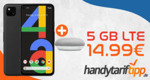 Google Pixel 4a (128 GB) für 49€ Zuzahlung & Google Home Mini mit otelo Allnet-Flat Go (5 GB LTE ) für 14,99€ monatlich