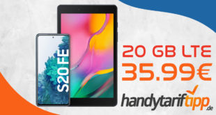 Samsung Galaxy S20 FE & Samsung 8 Zoll Tablet mit Vertrag O2 Free M mit 20 GB LTE nur 35,99€ monatlich