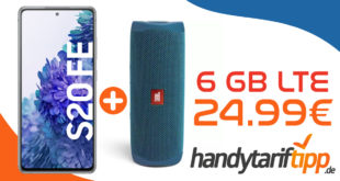 SAMSUNG GALAXY S20 FE & JBL Flip 5 ECO Bluetooth Lautsprecher mit 6 GB LTE im Telekom Netz nur 24,99€ monatlich