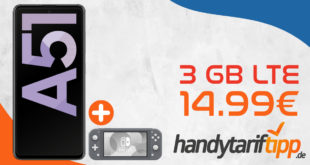 Samsung Galaxy A51 & Nintendo Switch Lite mit 3 GB LTE nur 14,99€ monatlich