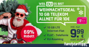 WEIHNACHTSDEAL! Telekom 10 GB LTE Allnet Flat für 9,99€