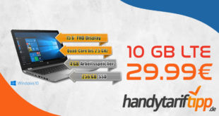 Notebook HP 250 G6 15,6 Zoll mit Handyvertrag & 10 GB LTE für 29,99€ monatlich.
