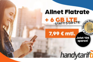 6 GB LTE Datenvolumen im Vodafone-Netz nur 7,99€ monatlich + 50€ Gutschrift bei Rufnummernmitnahme