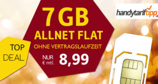 Allnet-Flat 7 GB LTE & ohne Vertragslaufzeit nur 8,99€ monatlich