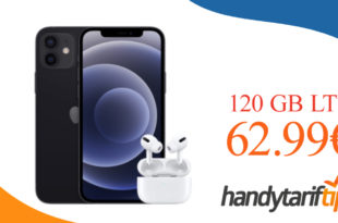 Apple iPhone 12 mit AirPods Pro mit Vertrag O2 Free L Boost mit 120 GB LTE für 62,99€ monatlich