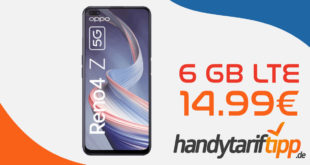 OPPO RENO4 Z 5G 128GB mit 6 GB LTE nur 14,99€ monatlich