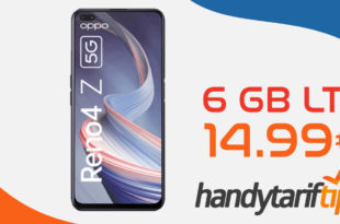 OPPO RENO4 Z 5G 128GB mit 6 GB LTE nur 14,99€ monatlich