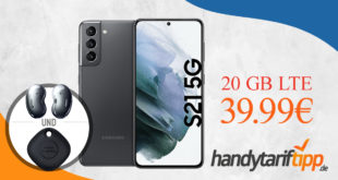 Samsung S21 5G & Galaxy Buds Live & Galaxy SmartTag mit 20 GB LTE nur 39,99€ monatlich