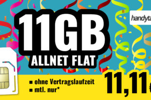 Allnet Flat mit 11 GB LTE für nur 11,11 EURMonat - ohne Vertragslaufzeit