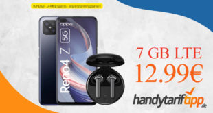 Oppo Reno 4Z 5G & Oppo Enco W31 Headset mit 7 GB LTE nur 12,99€ monatlich - Tarif effektiv umsonst