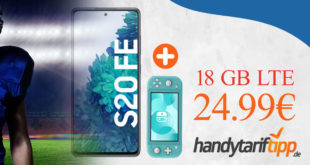 SAMSUNG GALAXY S20 FE & Nintendo Switch Lite mit 18 GB LTE nur 24,99€ monatlich