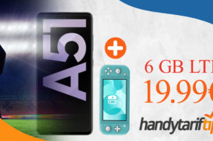 Samsung Galaxy A51 & Nintendo Switch Lite mit 6 GB LTE nur 19,99€ monatlich