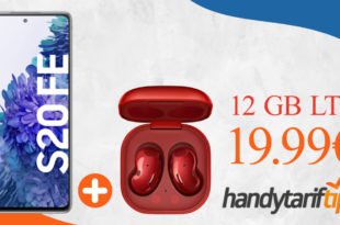 Samsung Galaxy S20 FE & Samsung Galaxy Buds Live mit 12 GB LTE nur 19,99€ monatlich