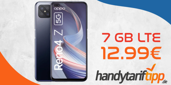 Oppo Reno 4Z 5G mit 7 GB LTE nur 12,99€ monatlich