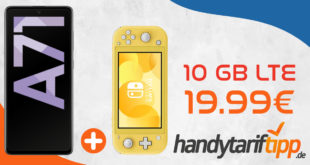 Samsung Galaxy A71 & Nintendo Switch Lite mit 10 GB LTE nur 19,99€ monatlich