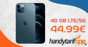 Apple iPhone 12 Pro 128 GB mit 40 GB LTE5G für nur 44,99€ monatlich
