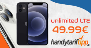 Apple iPhone 12 mit unlimited Highspeed-Daten mit LTE Max für 49,99€ monatlich