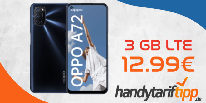 Oppo A72 mit 3 GB LTE nur 12,99€ monatlich