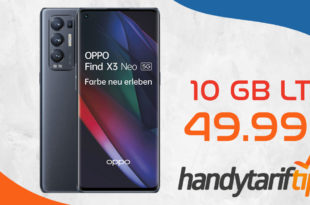 Oppo Find X3 Neo 256GB 5G mit 10GB - mit bis zu 500 Mbits 5G - für monatlich 49,99 Euro