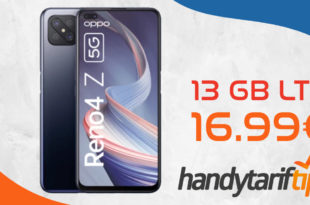 Oppo Reno 4Z 5G mit 13 GB LTE nur 16,99€ monatlich