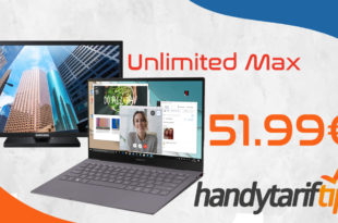 Samsung Galaxy Book S LTE & Samsung Monitor mit o2 Free Unlimited Max (300 Mbits) für 51,99€ monatlich - Tarif effektiv = 18,17€ monatlich