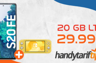Samsung Galaxy S20 FE & Nintendo Switch Lite mit 20 GB LTE nur 29,99€ monatlich